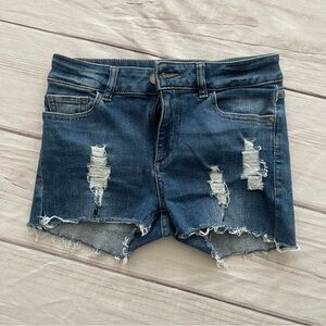 DL1961 Blue Jean Shorts Distressed Raw Hem